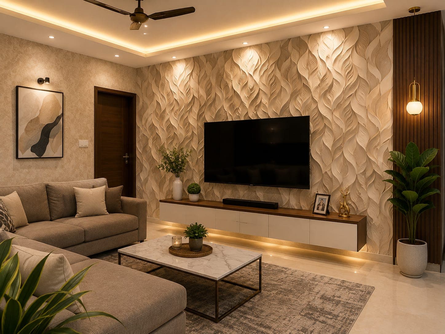 3D Gold Foil Accent Wall